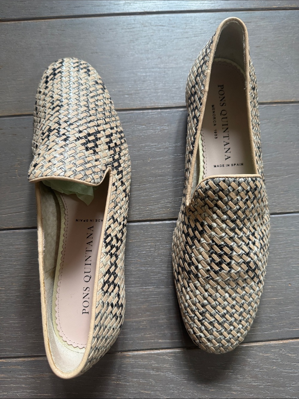 Pons Quintana Woven Loafers in Beige and Black